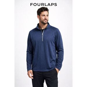 Fourlaps Men’s Venture 1/4 Zip Pullover Large Blue Athletic Performance Top